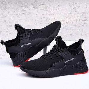 Elegant Black Solid Mesh Men Sports Walking Shoes