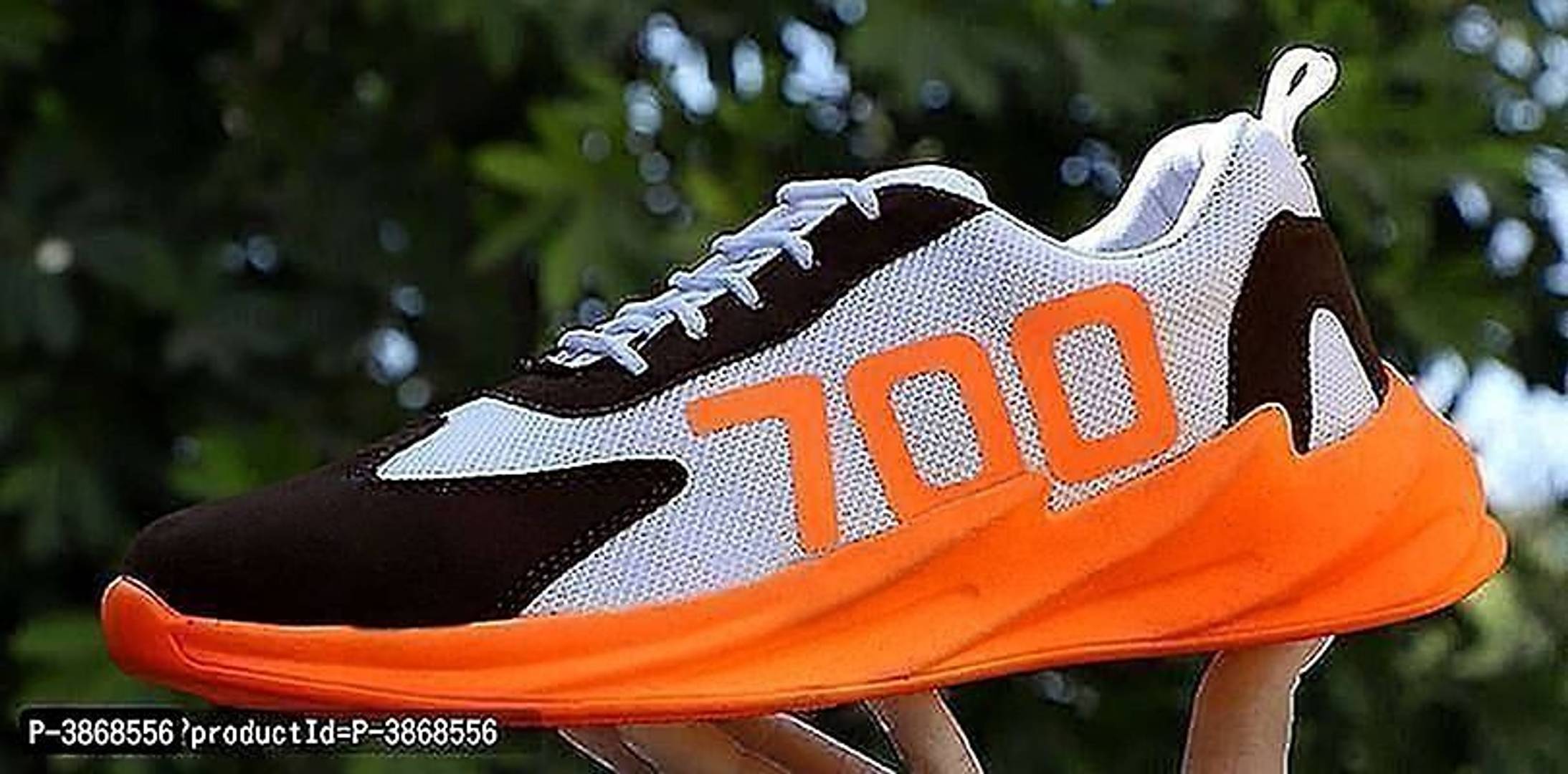 Men's Orange Mesh Self Design Sports Shoes