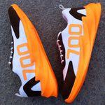 Men's Orange Mesh Self Design Sports Shoes