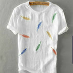 Men's White Cotton Printed Round Neck Tees